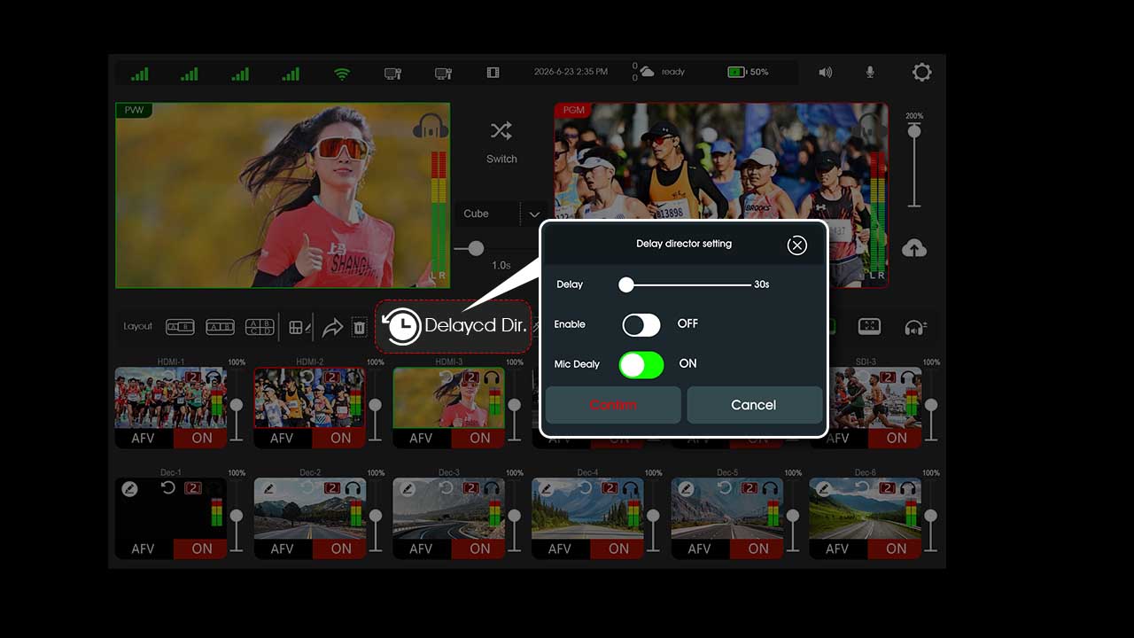 Enable the delayed broadcast control function